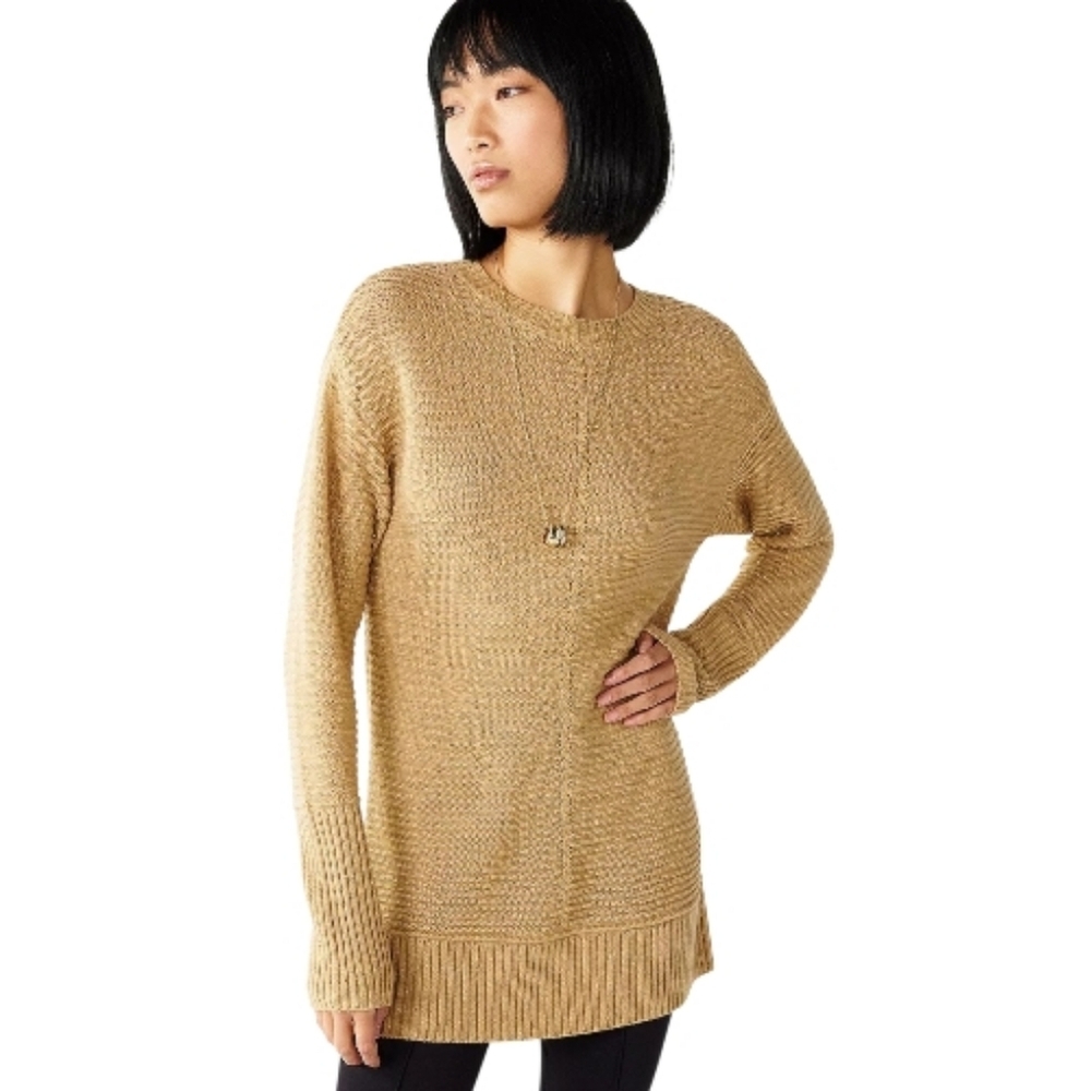 Nine West Camel Tan Sparkly Long Sweater Size Large